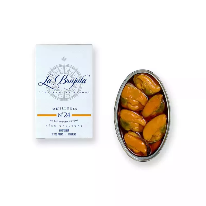 La Brújula Mejillones en Escabeche Fritos 12 16 piezas