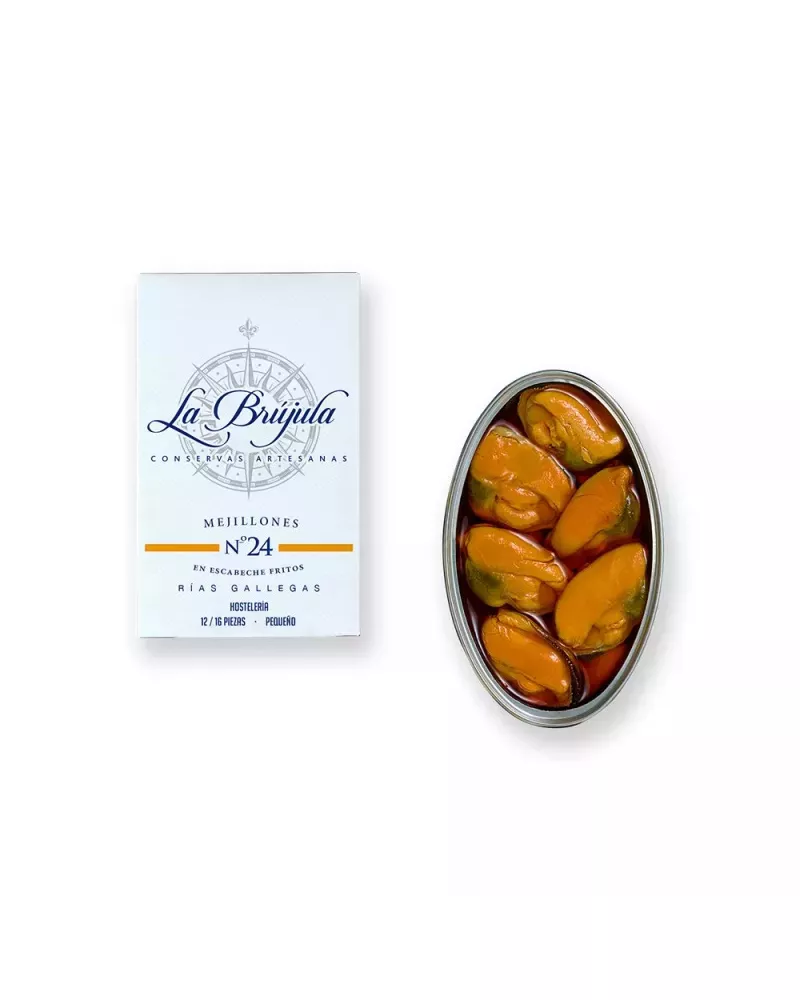 La Brújula Mejillones en Escabeche Fritos 12 16 piezas