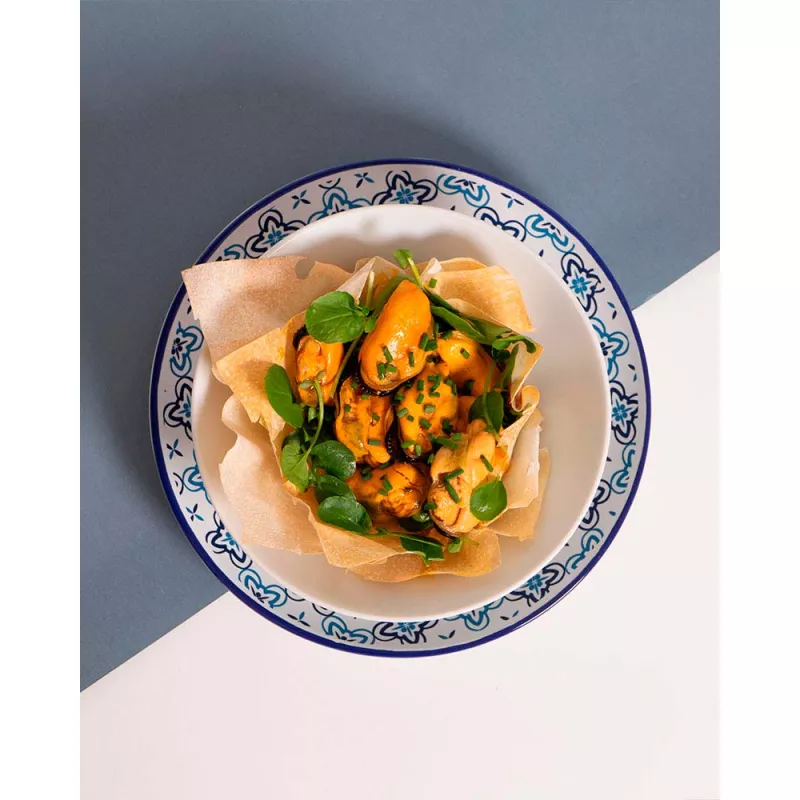 La Brújula Mejillones en Escabeche Picante 16 20 piezas, emplatado