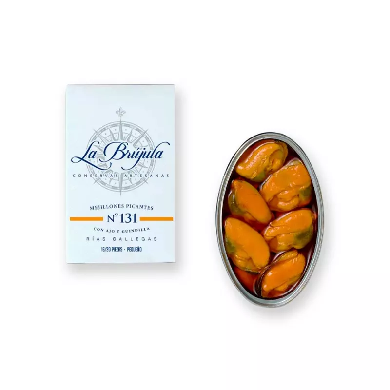 La Brújula Mejillones en Escabeche Picante 16 20 piezas