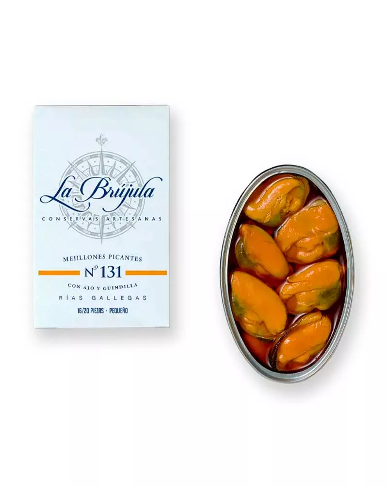 La Brújula Mejillones en Escabeche Picante 16 20 piezas