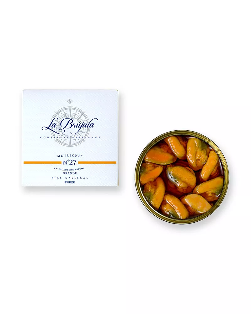 La Brújula Mejillones en Escabeche Fritos 8 10 piezas