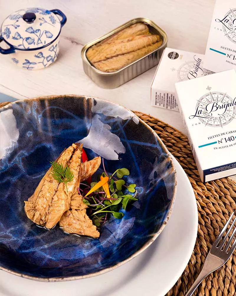 La Brújula Filetes de Caballa en Aceite de Oliva 115gr, emplatado