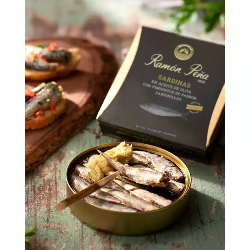Ramon Pena  Sardinas con Pimientos de Padron 130gr, emplatado