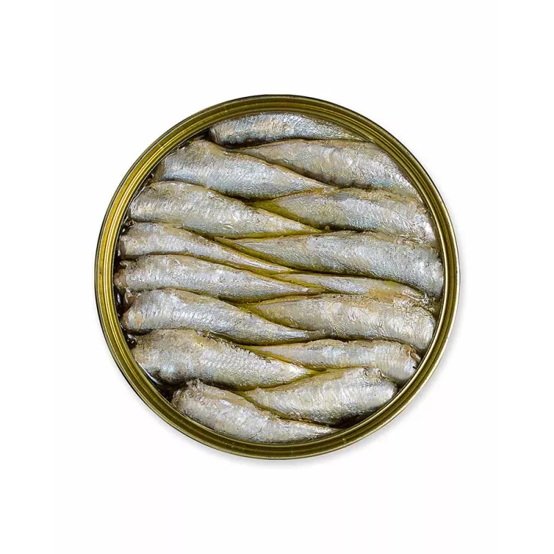 La Brujula Sardinas en Aceite de Oliva 55 60 piezas, lata