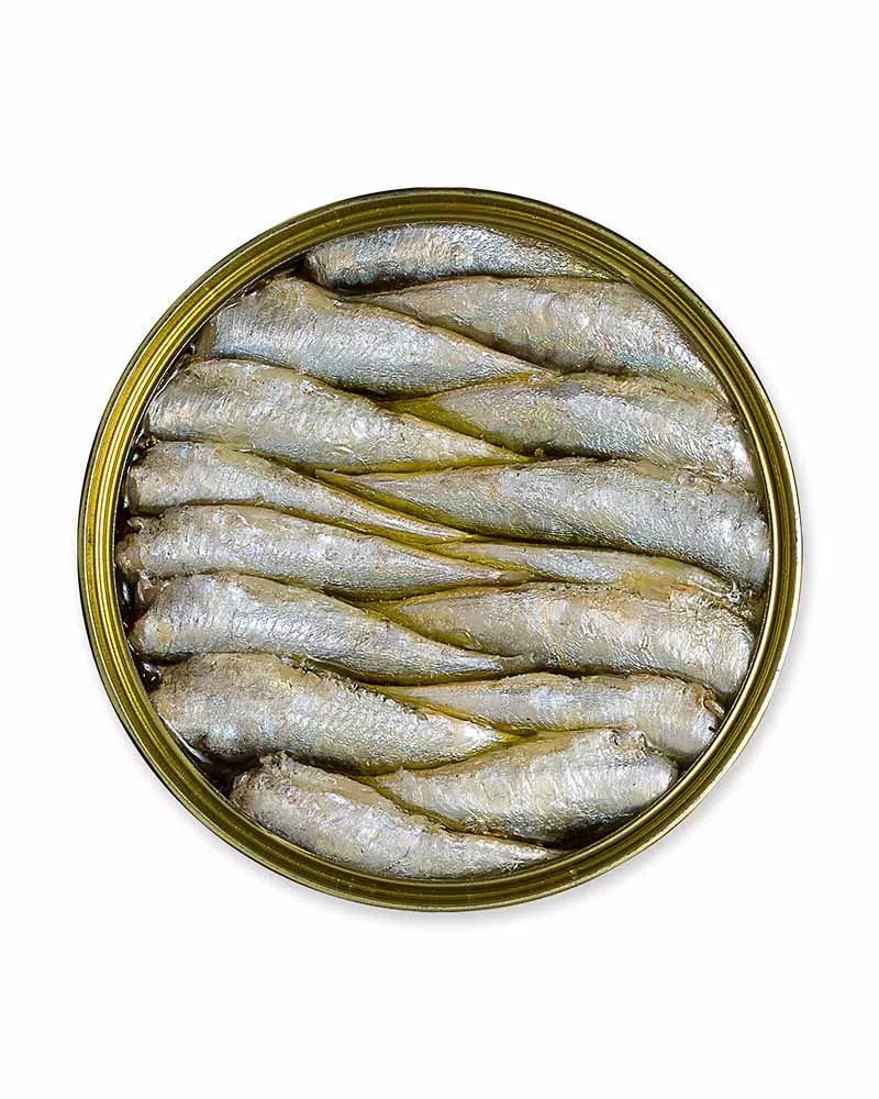 La Brujula Sardinas en Aceite de Oliva 55 60 piezas, lata